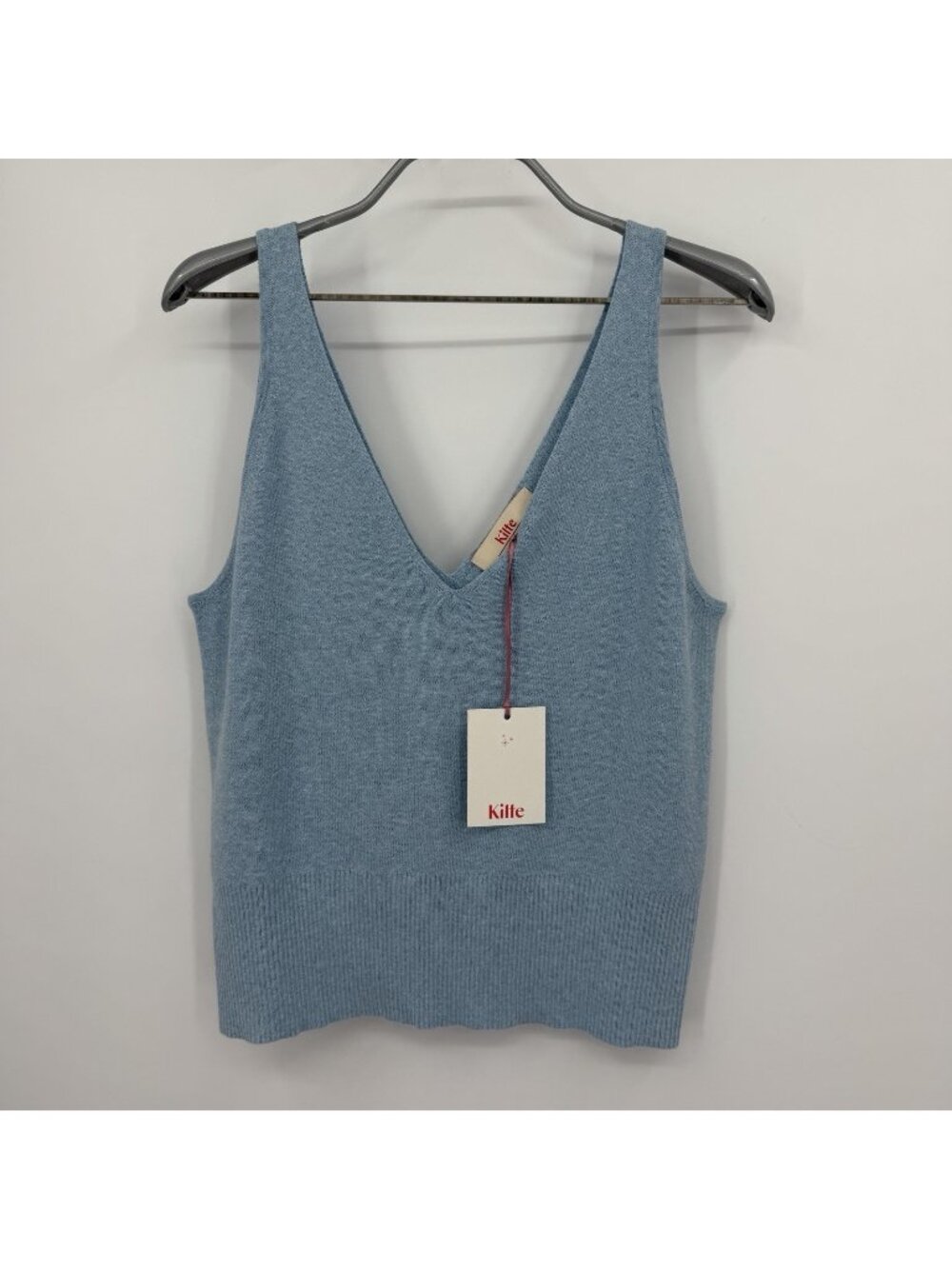 Kilte Collection Rei Tank in Light Blue Cotton-Cashmere size 3/L-XL V-Neck Top